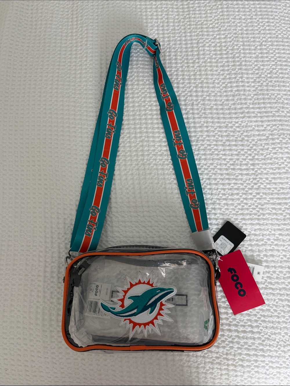 FOCO Miami Dolphins  Teal & Orange Clear Crossbody Bag! NEW w TAGS